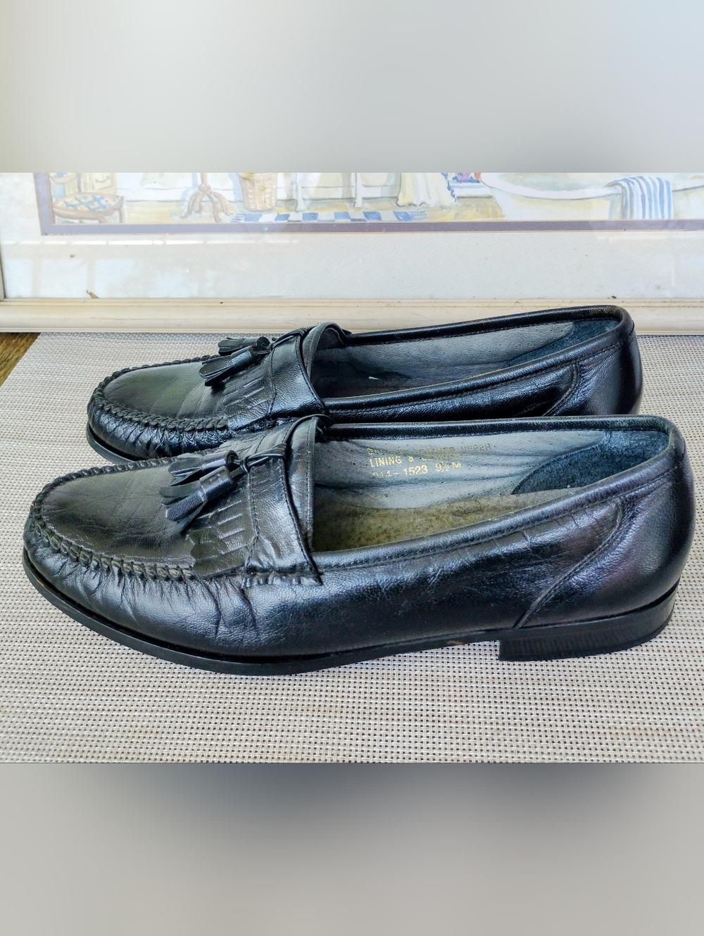 Men's "Towncraft" Black Leather Kiltie Tasseled Loafers. Size 9.5M. Beautiful.
